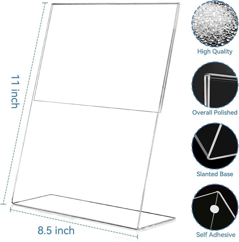 EHWINE 12 Pack Acrylic Sign Holder 8.5 x 11, L Shape Clear Plastic Display Stand, Slanted Back Picture Frame Menu Flyer Paper Display Stand up Table Top Sign Holders for Restaurant, Office and School - Image 4